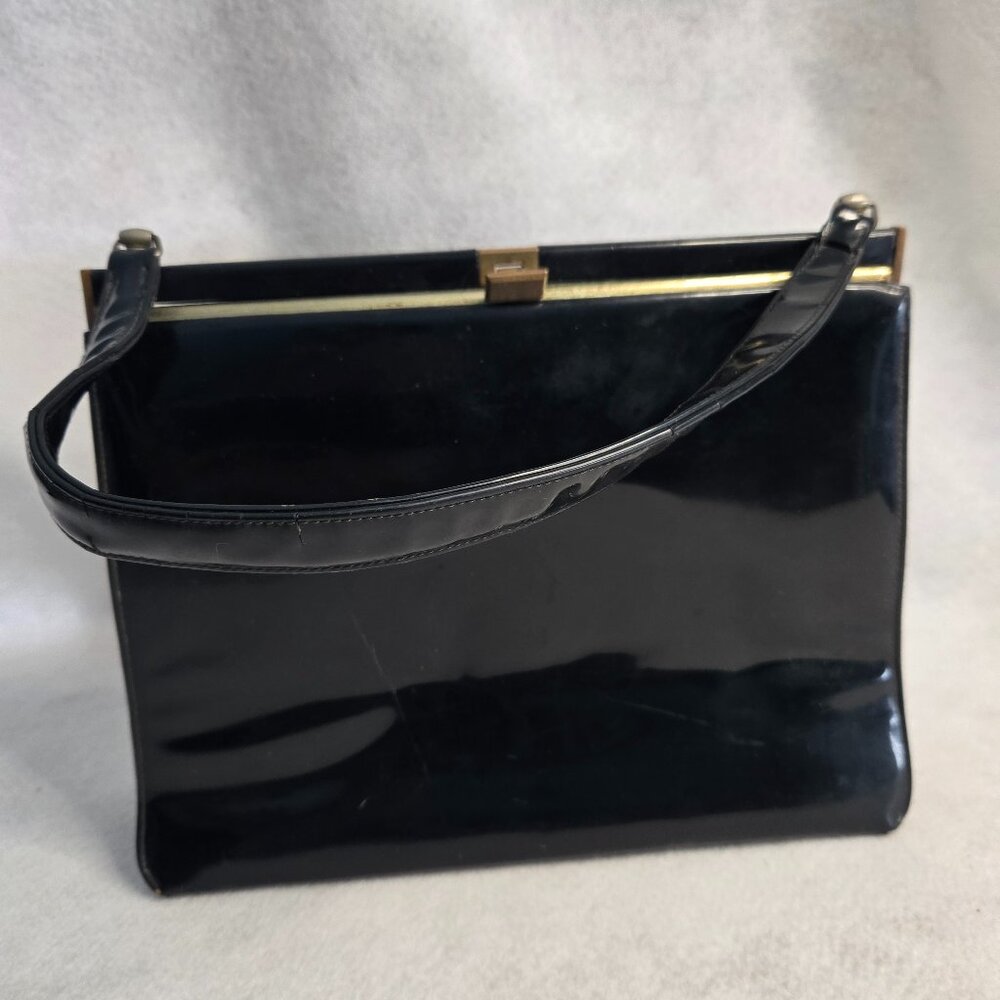 Vintage 1960's Black Theodor California Patent Leather Handbag